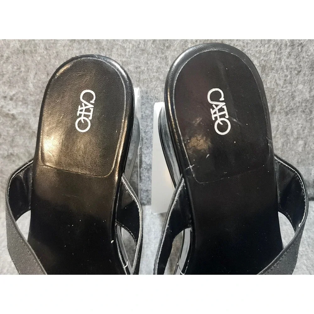 Cato‎ Wedge Thong Strap Sandals Women's Size 8 Black